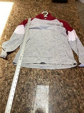 Copper Denim,Hoodie Gray,Burgundy,& Blush Sleeves,Size Children Large